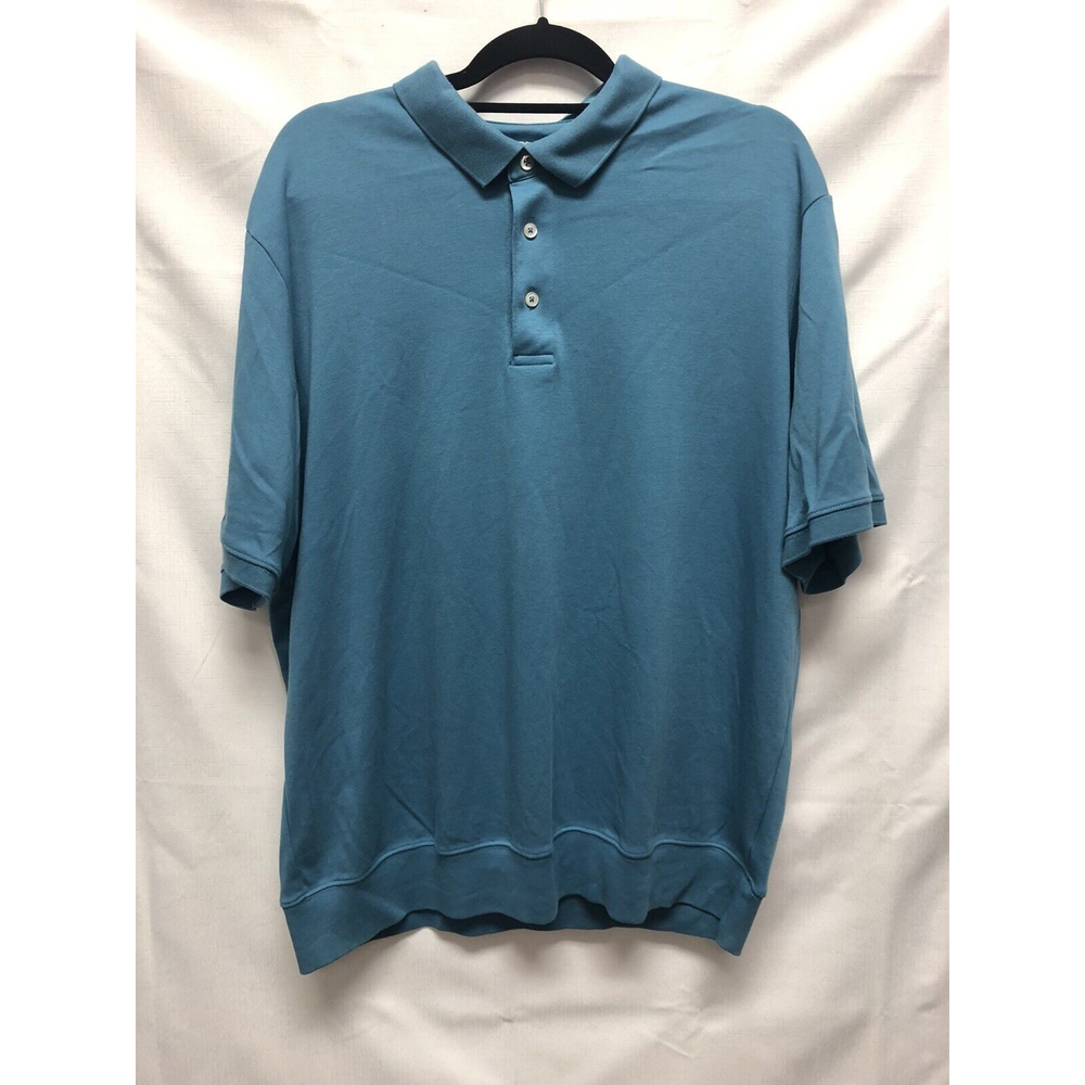 Lands End Polo Shirt Mens Size XL Traditional Fit Blue Short Sleeve